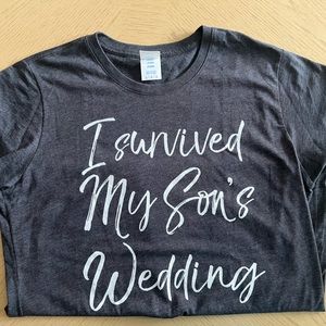 Womens Gray TShirt, I Survived My Sons Wedding, Large